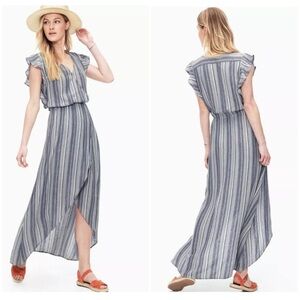 SPLENDID | Chambray Multi Stripe Tulip Sleeve Maxi Dress Size Small